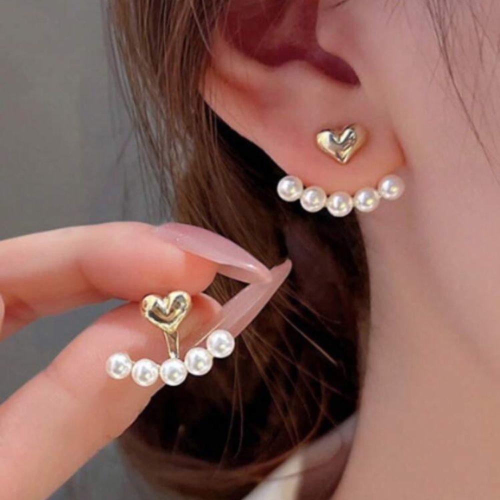 3for$20 Unique Heart Design Stud Earrings Ear Jacket Zinc Alloy Jewelry